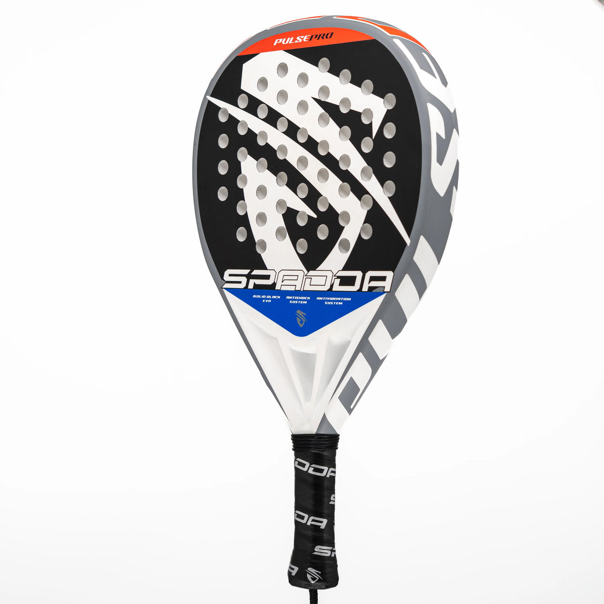 Spadda Pulse Pro Hybrid fiberglass padel racket – angled front view