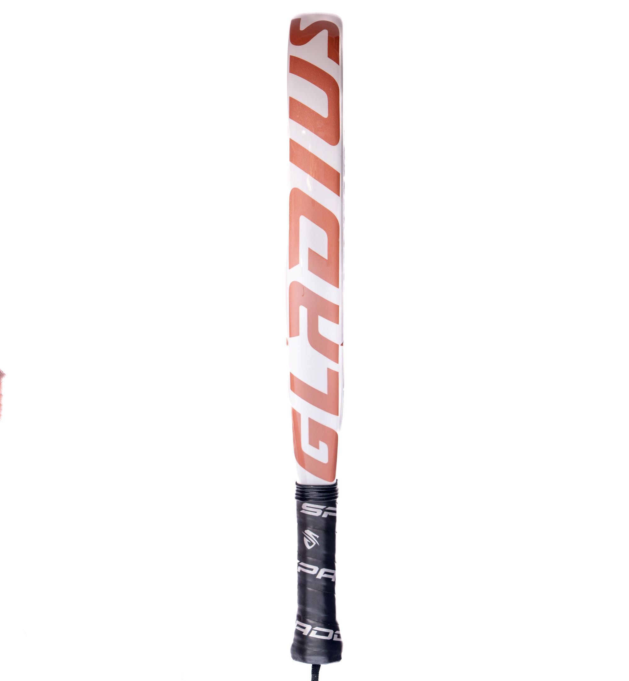 Spadda Gladius 12K Black Carbon padel racket – side profile showing Gladius frame